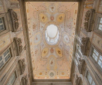 Portugal, Porto, Paco Episcopal or The Episcopal Palace, Interior decorated with wall paintings and stucco, executed between the 18th and the 19th centuries in Neoclassical style.