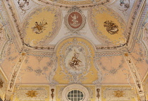 Portugal, Porto, Paco Episcopal or The Episcopal Palace, Interior decorated with wall paintings and stucco, executed between the 18th and the 19th centuries in Neoclassical style.