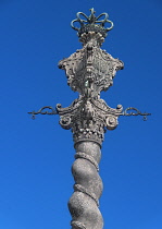 Portugal, Porto, Se do Porto or Porto Cathedral, Stone carved column in front of the cathedral known as the Pelourinho or Pillory do Porto.