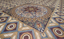 Portugal, Porto, Palacio da Bolsa or The Stock Exchange Palace dating from the 19th century, Nations Courtyard mosaic floor of the former trading area, which was inspired by Greco-Roman floors discove...