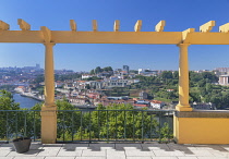 Portugal, Porto, Jardim do Palacio de Cristal or Crystal Palace Gardens, Jardim do Roseiral or The Rose Garden, view over the city and the River Douro from its terrace.