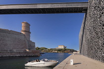 France, Provence, Marseille, Museum of European and Mediterranean Civilisations or MUCEM, a cube of 15,000 square metres or 160,000 sq ft surrounded by a latticework shell of fibre-reinforced concrete...