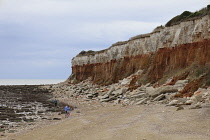 England, Norfolk, Sherringham Cliffs, showing layers and erosion.