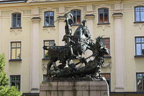Sweden, Stockholm, Statue of St George Old Town,