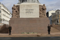 Latvia, Riga, Freedom Monument by Karlis Zalle, 1930s, Honour Guard.