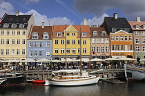 Denmark, Copenhagen, Nyhavn Historic quay and warehouses. Restaurant district