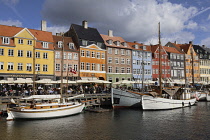 Denmark, Copenhagen, Nyhavn Historic quay and warehouses. Restaurant district