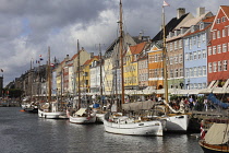 Denmark, Copenhagen, Nyhavn Historic quay and warehouses. Restaurant district